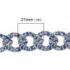 Picture of Aluminum Link Curb Chain Findings Blue & White Pattern 21x17mm(7/8"x5/8"), 1 M
