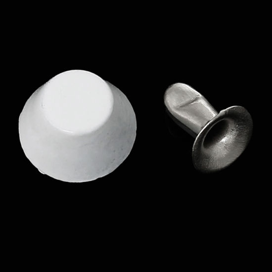 Image de Rivets en Alliage de Zinc Forme Tonneau Argent Mat, 9mm x 8mm, 100 Kits