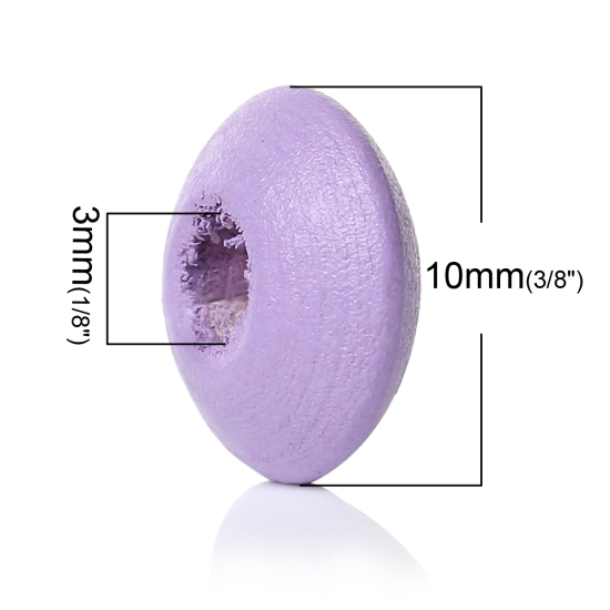 Image de Perles en Bois Naturel Forme Rond Violet Diamètre: 10mm, Tailles de Trous: 3mm, 500 Pcs