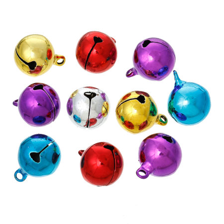 Brass Charm Pendants Christmas Ornament Jingle Bell At Random Mixed Blank 21mm x 16mm( 7/8" x 5/8"), 30 PCs