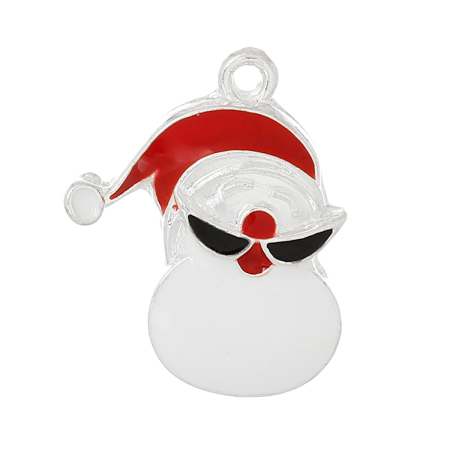 Zinklegierung Charm Anhänger Weihnachten Weihnachtsmann Bunt 21mm x 17mm, 10 Stücke