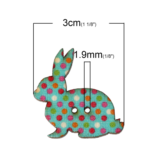 Picture of Wood Easter Sewing Buttons Scrapbooking 2 Holes Rabbit At Random Mixed 30mm(1 1/8") x 30mm(1 1/8"), 50 PCs