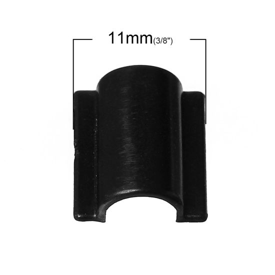 Picture of Plastic Hair Accessories Ponytail Holder Base For DIY Black 13.0mm x 11.0mm, 500 PCs