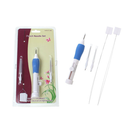 ABS Three Sized Embroidery Stiching Punch Needle Pins Tool Set Blue 23cm x 12cm, 1 Set