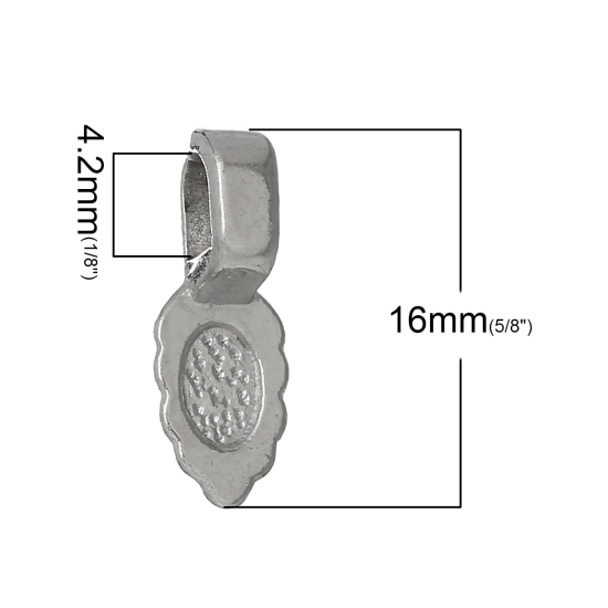 Image de Bélière en Alliage de Zinc Feuille Argent Mat 16mm x 6mm, 200 PCs