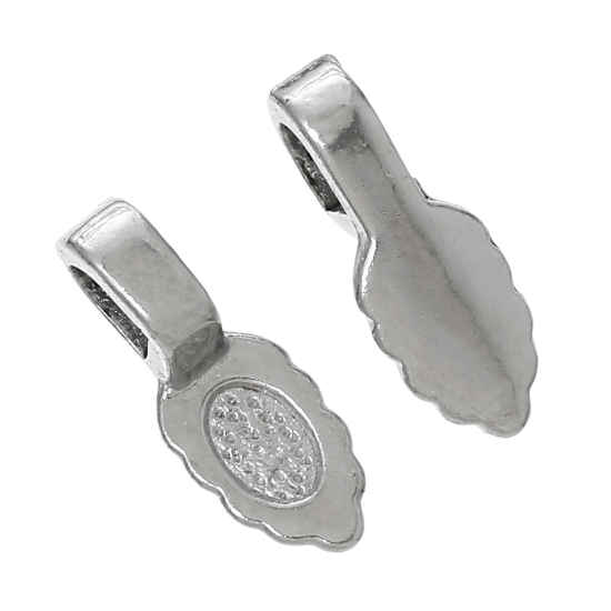 Image de Bélière en Alliage de Zinc Feuille Argent Mat 16mm x 6mm, 200 PCs