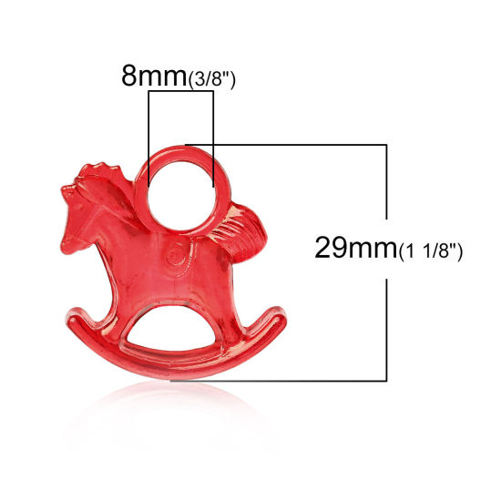 Picture of Acrylic Charms Rocking Horse Red 29mm x 27mm(1 1/8" x1 1/8"), 50 PCs