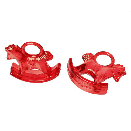Picture of Acrylic Charms Rocking Horse Red 29mm x 27mm(1 1/8" x1 1/8"), 50 PCs
