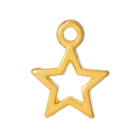 Picture of Zinc Metal Alloy Charm Pendants Pentagram Star Gold Plated 13mm( 4/8") x 10mm( 3/8"), 300 PCs