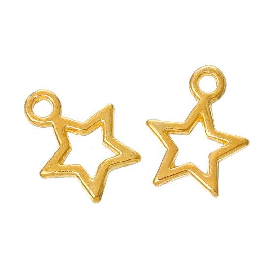 Picture of Zinc Metal Alloy Charm Pendants Pentagram Star Gold Plated 13mm( 4/8") x 10mm( 3/8"), 300 PCs