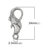 Picture of Zinc Based Alloy Lobster Clasps Antique Silver Color Fish Carved 24mm x 11mm, 2 PCs