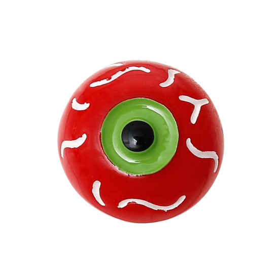 Picture of Resin Dome Cabochon Round Flatback Eye Pupil Red & Green 16mm(5/8") Dia, 30 PCs