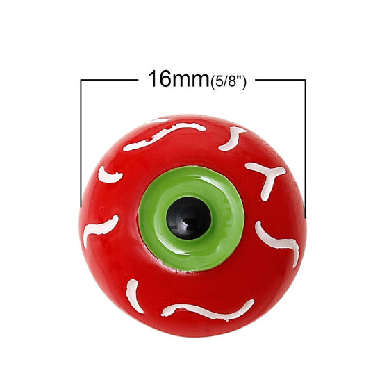 Picture of Resin Dome Cabochon Round Flatback Eye Pupil Red & Green 16mm(5/8") Dia, 30 PCs