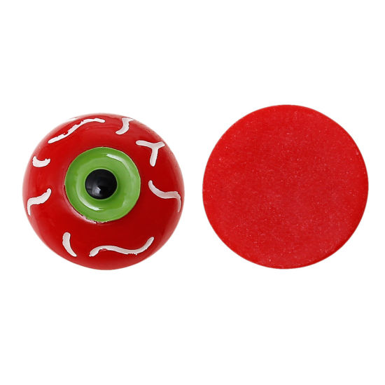 Picture of Resin Dome Cabochon Round Flatback Eye Pupil Red & Green 16mm(5/8") Dia, 30 PCs