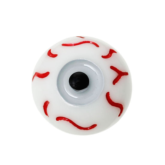 Picture of Resin Dome Cabochon Round Flatback Eye Pupil White & Gray 16mm(5/8") Dia, 30 PCs
