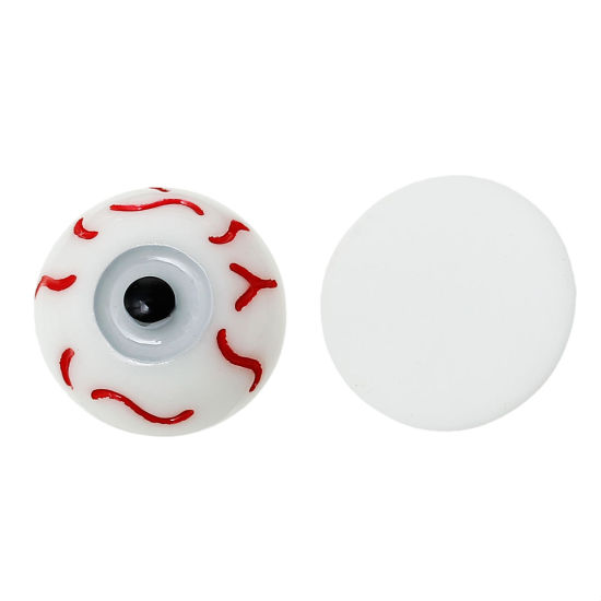 Picture of Resin Dome Cabochon Round Flatback Eye Pupil White & Gray 16mm(5/8") Dia, 30 PCs