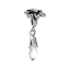 Image de Pendentifs Perle Dangle à Gros Trou au Style Européen en Alliage de Zinc+Verre Goutte d'Eau Argent Vieilli Fleurs à Strass Transparent 34mm x 15mm, 10 Pcs