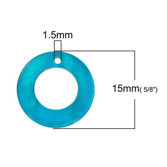 Bild von Natur Muschel Anhänger Ringförmig Mix Farben 15mm, 100 Stücke