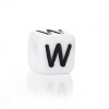 Picture of Acrylic Spacer Beads Cube White Alphabet/ Letter "W" About 6mm( 2/8") x 6mm( 2/8"), Hole: Approx 3.6mm, 500 PCs