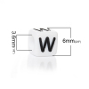 Picture of Acrylic Spacer Beads Cube White Alphabet/ Letter "W" About 6mm( 2/8") x 6mm( 2/8"), Hole: Approx 3.6mm, 500 PCs