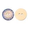 Picture of Wood Sewing Buttons Scrapbooking Round Purple Blue 2 Holes Flower Pattern 25mm(1") Dia, 5 PCs