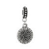 Picture of European Style Large Hole Charm Dangle Beads Round Antique Silver Color Star Pattern 36mm(1 3/8") x 16mm( 5/8"), 20 PCs