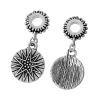 Picture of European Style Large Hole Charm Dangle Beads Round Antique Silver Color Star Pattern 36mm(1 3/8") x 16mm( 5/8"), 20 PCs
