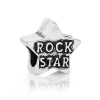 Imagen de Aleación del Metal Del Zinc de Estilo Europeo Cuentas Agujeros Grandes Estrella Plata Antigua Diamantes de imitación Mensaje Patrón Rock Star Aprox 12mm x 12mm, Agujero: acerca de 5.2mm, 20 Unidades