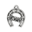 Picture of Zinc Based Alloy Charms Horseshoe Antique Silver Color Message " GOOD LUCK " Carved 17mm( 5/8") x 14mm( 4/8"), 100 PCs