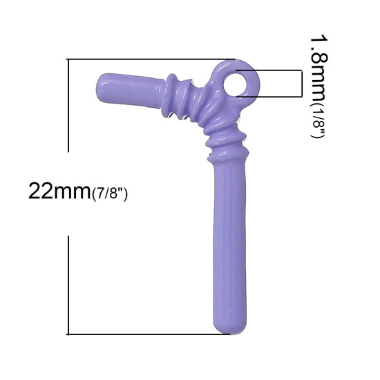 Immagine di Lega di Zinco Charm Ciondoli Tubo Colore Viola 22mm x 13mm , 20 Pz