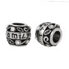 Picture of 1 Piece Zinc Based Alloy Family Jewelry European Style Large Hole Charm Beads Antique Silver Color Barrel Clear Rhinestone 11mm x 9mm, Hole: Approx 5.3mm