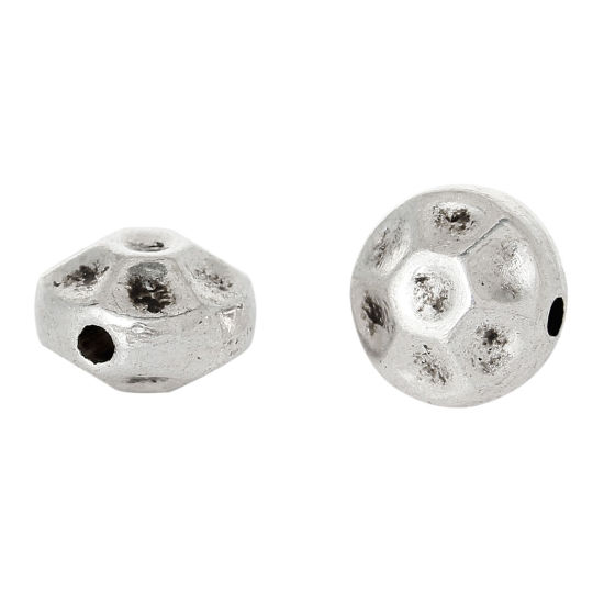 Picture of Spacer Beads Flat Round Antique Silver Color Pattern Carved About 7mm Dia, Hole:Approx 1.3mm, 100 PCs