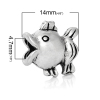 Picture of Zinc Metal Alloy European Style Large Hole Charm Beads Fish Antique Silver About 14mm( 4/8") x 14mm( 4/8"), Hole: Approx 4.7mm, 2 PCs