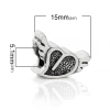 Picture of 2 PCs Zinc Based Alloy Valentine's Day European Style Large Hole Charm Beads Antique Silver Color Heart Wing 15mm x 10mm, Hole: Approx 5.1mm