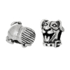 Picture of Zinc Metal Alloy European Style Large Hole Charm Beads Dog Head Antique Silver Color About 13mm x 12mm, Hole: Approx 5.3mm, 10 PCs