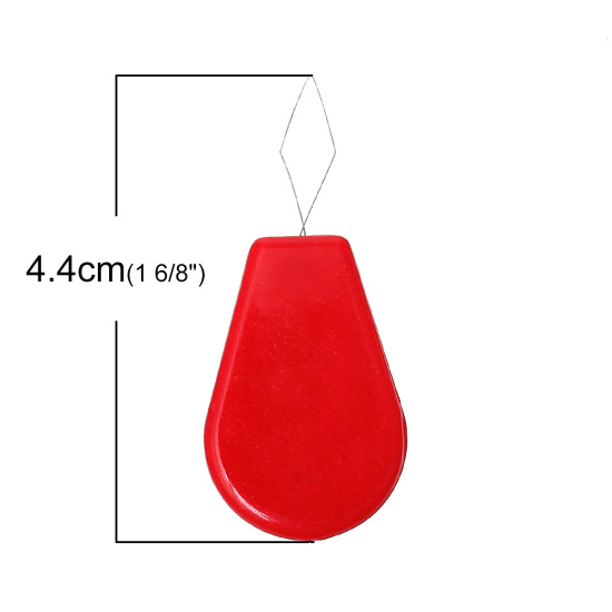 Picture of Steel Bow Wire Needle Threader Stitch Insert Tool Craft For Hand or Machine Sewing Teardrop Red 4.4cm x 1.9cm(1 6/8" x 6/8"), 50 PCs