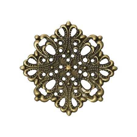 Picture of Embellishments Findings Filigree Stamping Wraps Connectors Flower Antique Bronze 4.4cm x 4.4cm(1 6/8" x1 6/8"), 100 PCs
