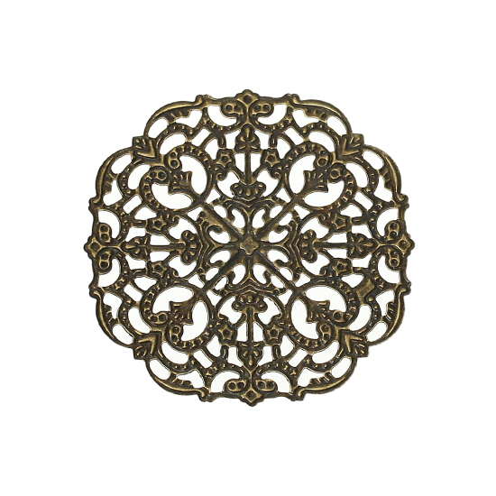 Immagine di Lega di Ferro Cabochon per Abbellimento Quadrato Bronzo Antico Filigree Stamping 5.6cm x 5.6cm, 5 Pz