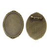 Picture of Zinc Based Alloy Pin Brooches Findings Oval Antique Bronze Cabochon Settings (Fits 4cm x 3cm) 4.9cm x 3.5cm(1 7/8" x1 3/8"), 10 PCs
