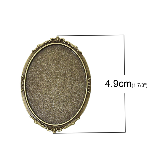 Image de Broche Epingle à Nourrice en Alliage de Zinc Ovale Bronze Antique (Convenable à Cabochon 4cm x 3cm) 4.9cm x 3.5cm, 10 PCs
