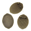Bild von Zinklegierung Sicherheitsnadel Brosche Oval Bronzefarbe für 4cm x 3cm Cabochon, 4.9cm x 3.5cm, 10 Stücke