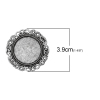 Picture of Zinc Based Alloy Pin Brooches Findings Round Antique Silver Color Cabochon Settings (Fits 25mm Dia.) 3.9cm(1 4/8") Dia., 10 PCs