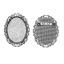 Picture of Zinc Based Alloy Pin Brooches Findings Oval Antique Silver Color Cabochon Settings (Fits 4cm x 3cm) 5.1cm x 4cm(2" x1 5/8"), 5 PCs