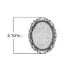 Picture of Zinc Based Alloy Pin Brooches Findings Oval Antique Silver Color Cabochon Settings (Fits 4cm x 3cm) 5.1cm x 4cm(2" x1 5/8"), 5 PCs