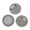 Picture of Zinc Based Alloy Pin Brooches Findings Round Antique Silver Color Cabochon Settings (Fits 25mm Dia.) 3.4cm(1 3/8") Dia., 10 PCs