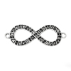 Picture of 2 PCs Zinc Based Alloy Connectors Charms Pendants Antique Silver Color Infinity Symbol Hollow (Can Hold ss4 Pointed Back Rhinestone) 45mm x 16mm