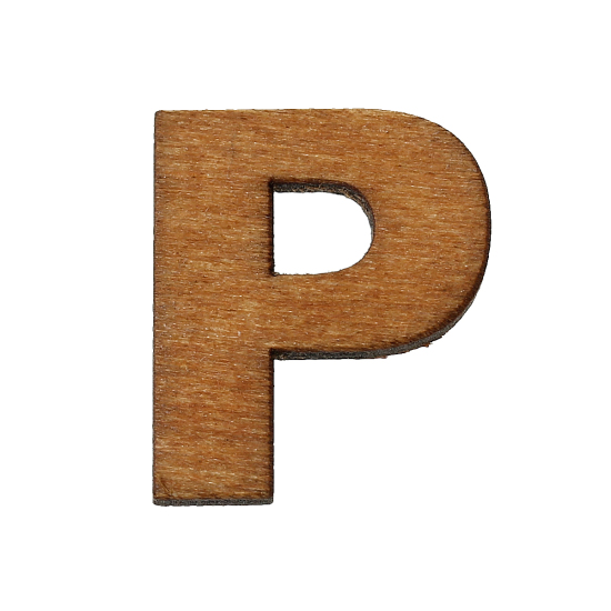 Picture of Wood Embellishments Findings Alphabet/ Letter "P" Natural 22mm x 18mm( 7/8" x 6/8"), 15 PCs