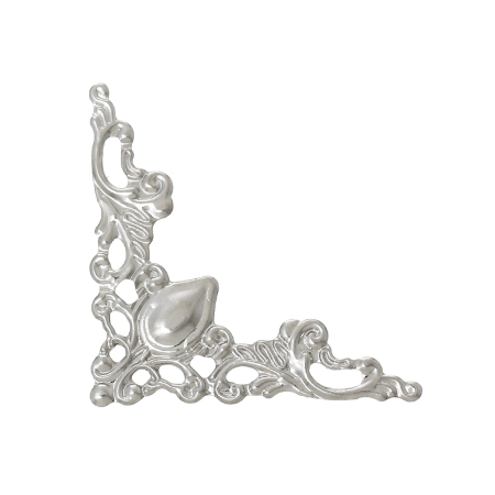 Lega di Ferro Cabochon per Abbellimento Triangolo Tono Argento Filigree Stamping 4.1cm x 4.1cm, 4 Pz