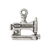 Picture of Zinc Metal Alloy Charm Pendants Sewing Machine Antique Silver Color 15mm( 5/8") x 15mm( 5/8"), 10 PCs