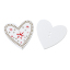 Picture of Natural Wood Sewing Buttons Scrapbooking 2 Holes Heart White Christmas Snowflake Pattern 3.5cm(1 3/8") x 3.3cm(1 2/8"), 50 PCs